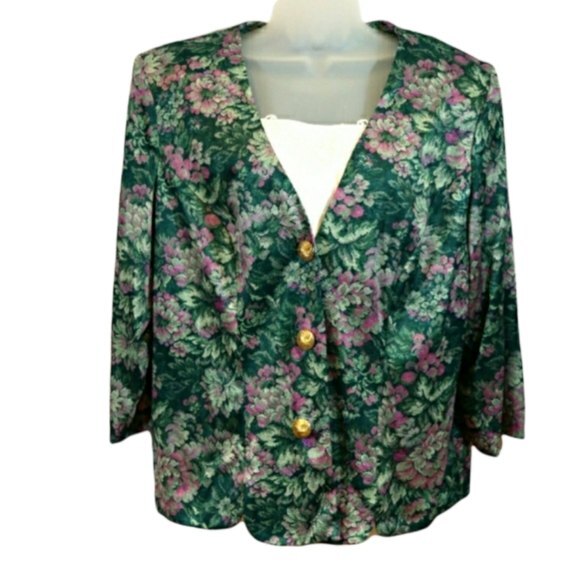 Whirlaway Frocks Vintage USA Layered Look Floral Blazer 18W - Picture 1 of 13